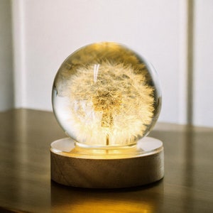 Lamp Dandelion resin, epoxy resin lamp, night light wood, custom resin lamp, dandelion night light,christmas gift,couples gift,teacher gift